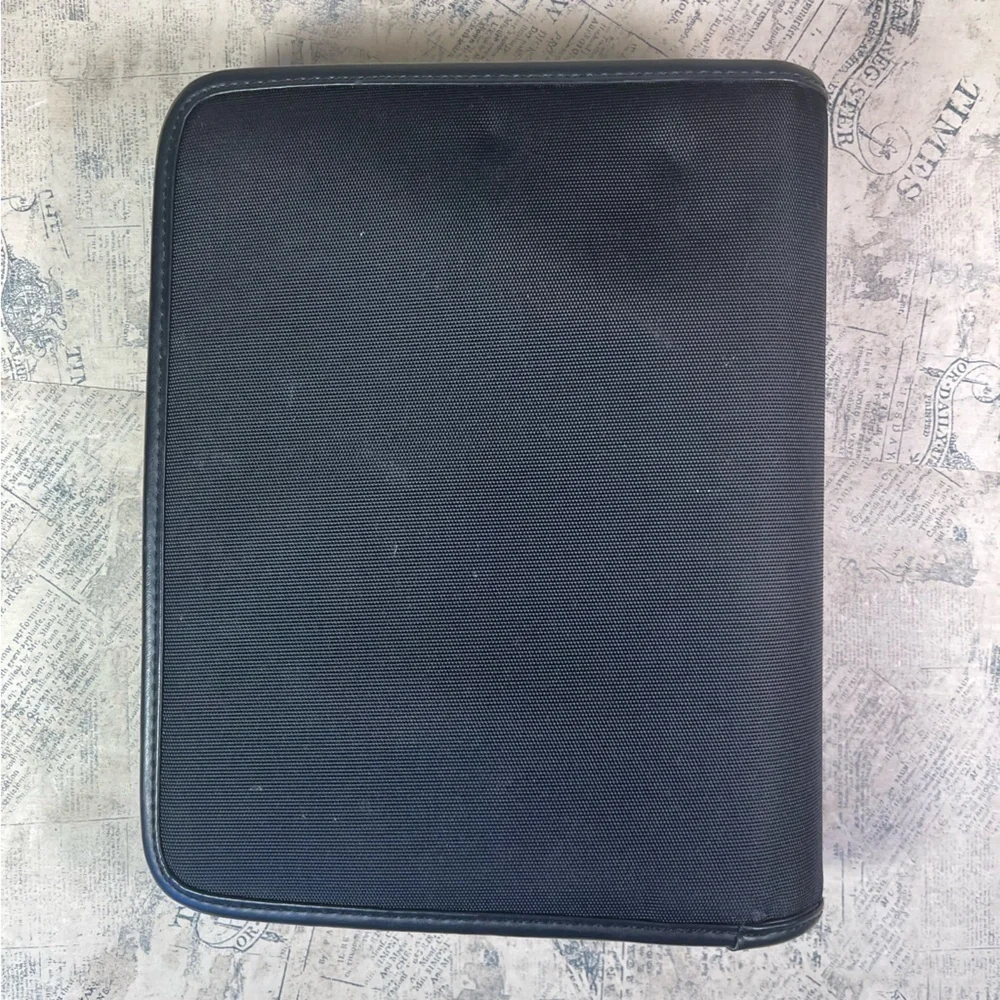 Vintage Franklin Covey Leather Trim Canvas 7 Ring Planner Organizer Binder